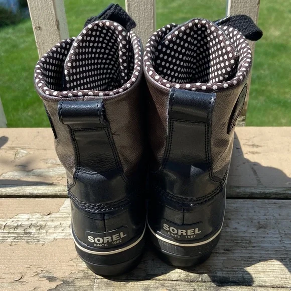 Sorel Tivoli Rain Boots Women’s Sz 8 Blk/Brwn Gently Used-Nice Ready For Fall! - Picture 3 of 17